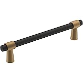 Amerock | Cabinet Pull | Matte Black/Champagne Bronze | 5-1/16 inch (128 mm) Center-to-Center | Mergence | 1 Piece | Drawer P
