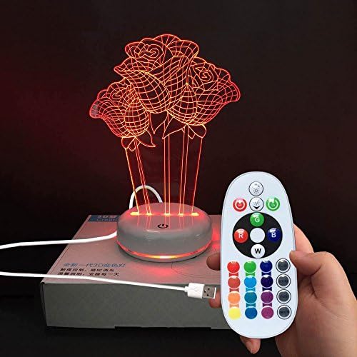 QOFOWIN Night Light LED ROSE Lamp with Wireless Remote Control 16 colors for Kid Bedroom -(rose-light)