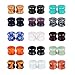 Longbeauty 15Pairs Mixed Stone Saddle Ear Plugs Stretcher Expander Tunnels Ear Gauges Piercing Jewelry 12MM