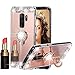Galaxy S9 Plus Case Mirror, Miniko(TM) 3D Luxury Bling Glitter Diamond Crystal Ring Holder Stand Kickstand Mirror Phone Case Cover for Samsung Galaxy S9 Plus Rose Gold Pink