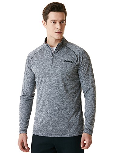 TM-MKZ01-SDG_Large Tesla Men's 1/4 Zip Cool Dry Active Sporty Shirt MKZ01