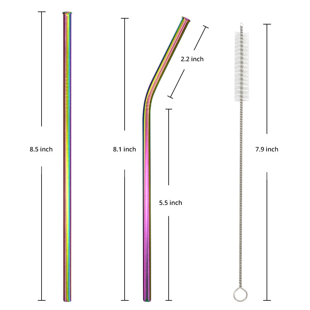 MultiColor Colorful Metal Straws Stainless Steel Straws FDA 8.5