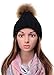 BingGe Womens Girls Winter Fur Hat Real Large Raccoon Fur Pom Pom Beanie Winter Hats