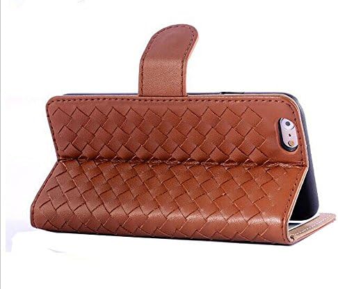 Ecarer iPhone 6/iPhone 6s iPhone 6/6s Plus Case PU Leather Surface Wallet Case Woven pattern Design Ultra Slim Credit Card Holder Extra Strong Magnet 4.7" 5.5" Screen Protector Included (4.7" Brown)