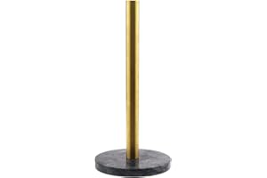 SING F LTD Industrial Vertical Tube Paper Towel Holder Countertop for Kitchen and Bathroom Black Marble Brass Storage