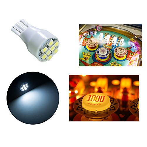 PA 2x #906 921 912 T15 Flasher Strobe no Ghosting 3528 SMD 8 LED Pinball Game Machine Light Bulb White-12V(2pcs)