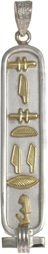Discoveries Egyptian Imports - Handmade SISTER Cartouche Pendant - Available in 18K Gold and Sterling Silver - Hieroglyphic Symbols - Made in Egypt