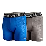 Mission Men's VaporActive Boxer Briefs (2 Pack), Charcoal/Royal Blue, Large