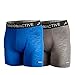 Mission Men's VaporActive Boxer Briefs (2 Pack), Charcoal/Royal Blue, Large