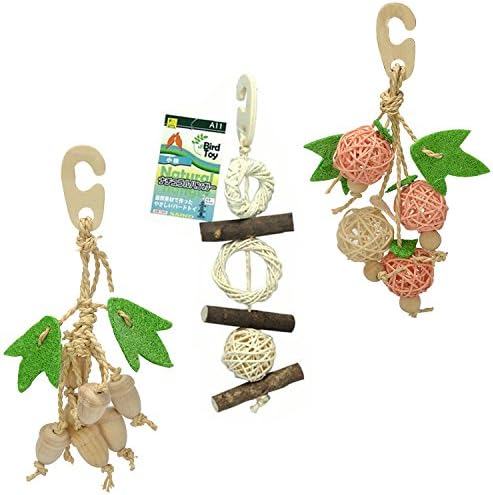 Sanko Natural Bird Chewing Toy 3 Items Bundle: Branches, Ball and Fruits (B04)