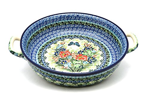 Click Here to See More Images Polish Pottery Baker - Round with Handles - Large - Unikat Signature U4553