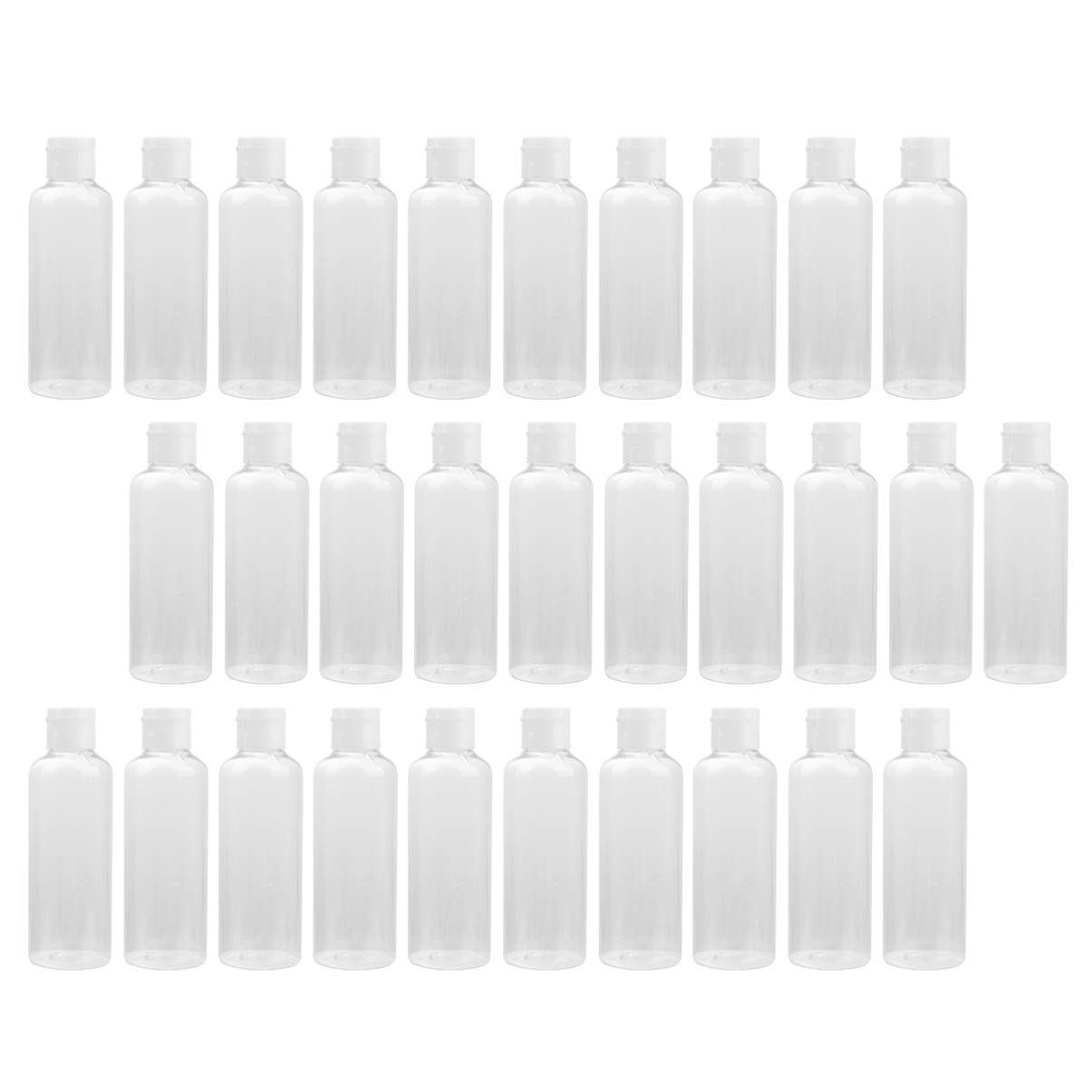 HEALLILY 30Pcs Empty Clear Travel Bottle Set 100ml Mini Flip Cap Bottles Reusable Refillable Cosmetic Bottles Plastic Leak Proof Liquid Container