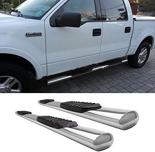 Fit 04-08 Ford F150 06-08 Lincoln Mark LT Super Crew Cab （w/ 4 Full Size Doors) 4" Oval Tube S/S Side Step Rails Nerf Bar Running Boards