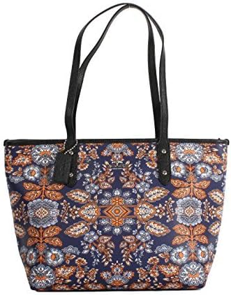Coach Signature City Zip Tote Bag Handbag (SV/Blue Orange Multi)