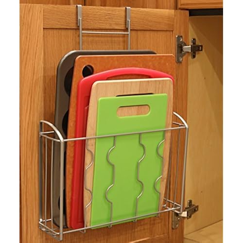 SimpleHouseware Over the Cabinet Door Organizer Holder, Silver Home & Kitchen, Kitchen & Dining, Storage & Organization, Cabinet & Drawer Organization, Cookware Holders