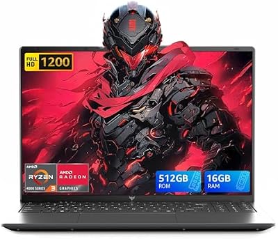 Laptop 16 pollici 1200 FHD Processore 4300U, Fino a 3.7 Ghz,4 Core, Grafica Radeon Vega 5,DDR4,16 GB RAM 512 GB SSD,11 PRO,WiFi 5,USB3.2,BT5.0,Con pellicola tastiera italiana,Pc portatile
