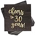 BLUE PANDA - Cheers to 30 Years! Gold Foil Paper Cocktail Napkins (5 x 5 Inches, 100 Pack)