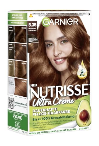 Garnier Nutrisse Creme Coloration dorato Reh marrone 5.35, colorazione per capelli per permanente colore dei capelli (con 3 naehrenden Oli) – Confezione da (3 X 1 pezzi)