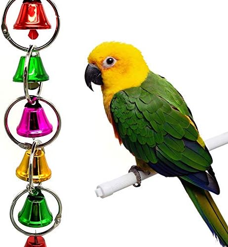 XMSSIT Parrot Cage Toys,Colourful Ringer Bells Swing Toy for Bird Parrot African Greys Macaw Budgies Parakeet Cockatiels Cockatoo Conure Lovebird Finch
