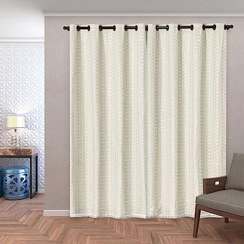 Cortina Blackout PVC com Tecido Voil Xadrez 2,80 m x 2,30 m Bege