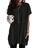 Poetsky Womens Pullover Top Shirts Loose Fit Solid