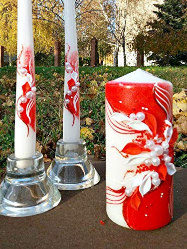 Magik Life Unity candle set for wedding - Wedding dÃ©cor &  Wedding accessories - Candle sets - 6 Inch Pillar and 2 10 Inch Tapers -  Best Unity candle