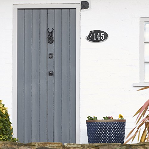 The Metal Foundry Personalised Dog House Number Plaque. Traditional Cast Brass Metal Address Sign with Number and Letter Options. Black Or 6 Choices. Large 5 Numbers Max - Thumbnail 4