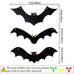 YUJUN Halloween Hanging Bats 12 Pieces 3D Realistic