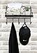 JustNile Antique Wall Mounted Solid Wooden Shelf with 5 Hanging Hooks; Classic Style Shelf and Rack; Easy to Install, for Mugs, Keys, Coats, Scarfs; Rustic Iron Frame Design