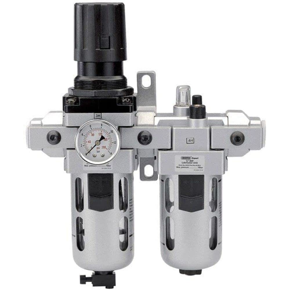 Draper 24333 Expert Combined Filter/Regulator/Lubricator Unit, 1/2" BSP, 30.3cm x 23.6cm x 10cm