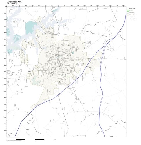 Amazon.com: ZIP Code Wall Map of LaGrange, GA ZIP Code Map Laminated