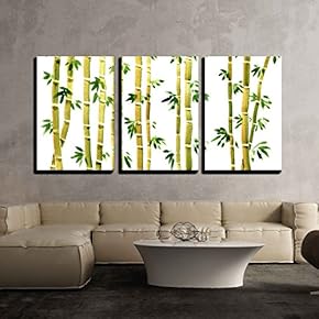 Water Color Bamboo Tree Wall Decor x 3 Panels