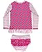 RuffleButts Berry Striped Polka Long Sleeve Rash Guard Bikini - 5