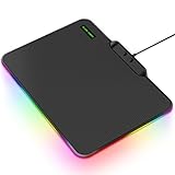 Blade Hawks LED Gaming Mouse Pad W RGB Breathing Lighting, Large USB Hard Computer Mousepad Mice Mat for Gamer, Waterproof, 14″ x 10.5″