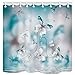 JAWO Butterfly Shower Curtain, Butterfly on River Wallpaper, Polyester Fabric Waterproof Bathroom Bath Curtains Set, 12 Hooks Included 69x70inches Bathroom Deco