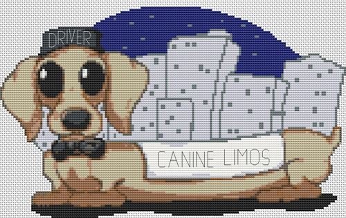 Daschund Dog Caricature Cross Stitch Kit