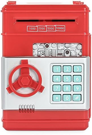 Stylebeauty Electronic Password Piggy Bank Cash Coin Can Money Locker Auto Insert Bills Safe Box Password ATM Bank Saver Birthday Gifts for Kids ( RED )