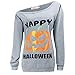 Lymanchi Women Halloween Off Shoulder Sweatshirt Long Sleeve Pumpkin Slouchy Pullover Tops
