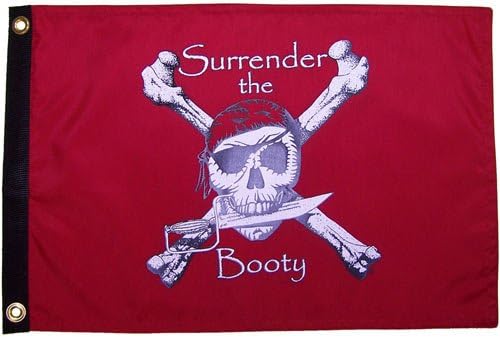Flappin' Flags Pirate Surrender Booty Outdoor Garden Flag 12X18in Red