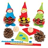Baker Ross Make Your Own Christmas Elf Natural Pine Cone Kits for Children - Creative Craft Toy Set for Kids to Personalize (Pack of 5)