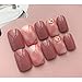 Dongcrystal 24pcs Nude Pink Texture Glossy False Nails Pear Decor Artificial Full Fake Nails Nail Art Tips Top Short