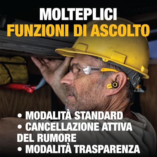 DEWALT - Jobsite Pro X2 ANC Fully Wireless Bluetooth Earbuds, Work Earbuds with Noise Reduction up to 38dB, Rotation Controls, 10 Hours Runtime (More than 40 with the