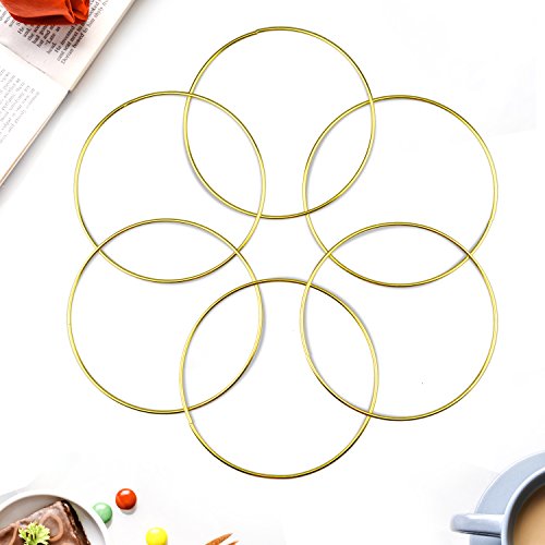 Aboat Set of 6 Dream Catcher Metal Rings, Macrame Ring for Dream Catcher and Crafts, Gold, 6 Inch