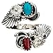 Turquoise Skies TSKIES Sterling Silver Natural Turquoise and Red Coral Adjustable Ring