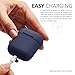 Domatti Protective Silicone Skin Cover Case for Apple Airpods Charging Dock Box – Soft Slim Fit Shockproof Non-Slip Grip Wrap with Keychain Tether Leash for Wireless Bluetooth Earphones (Navy Blue)