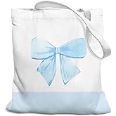 SZERE Coquette Pink Bow Preppy Canvas Tote Bag for Women Teens Teen Girls, Pink Bow Girls Tote Bag, Coquette Gifts