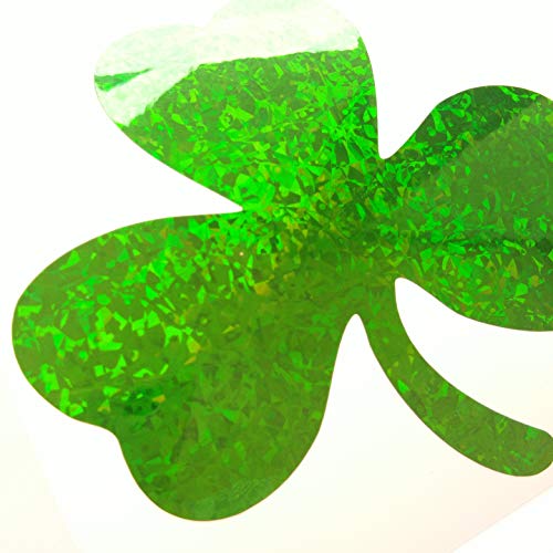CUSHYSTORE 3X Green Shamrock Hologram Holographic 2.5" Clover Leave Leaf Lucky Tree Decals Decal Vinyl Sticker PVC for Laptop Notebook Tablet Fridge Book Mobile Phone