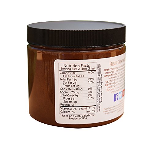 Nutty Novelties Dark Chocolate Almond Butter - High Protein, Sweet Almond Butter - All-Natural, Dark Chocolate Almond Butter Free of Cholesterol & Preservatives - Vegan Almond Butter - 8 Ounces