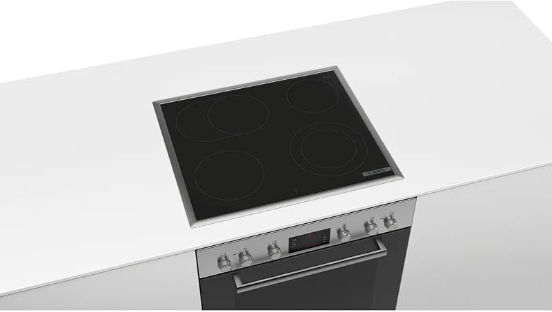 HND611LS62 - Juego de cocina empotrable (60 x 60 cm, aire caliente 3D, hidrólisis, pantalla LED y placa eléctrica NKN645GA2E, zona de asado, calor residual, marco de acero inoxidable)