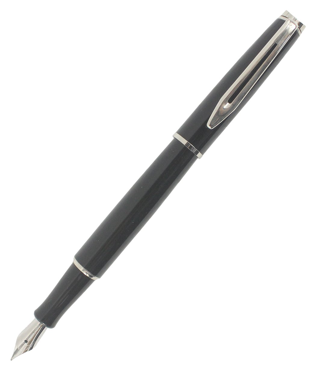 Abcsea Simple Style Medium Nib Fountain Pen Silver Clip - Black
